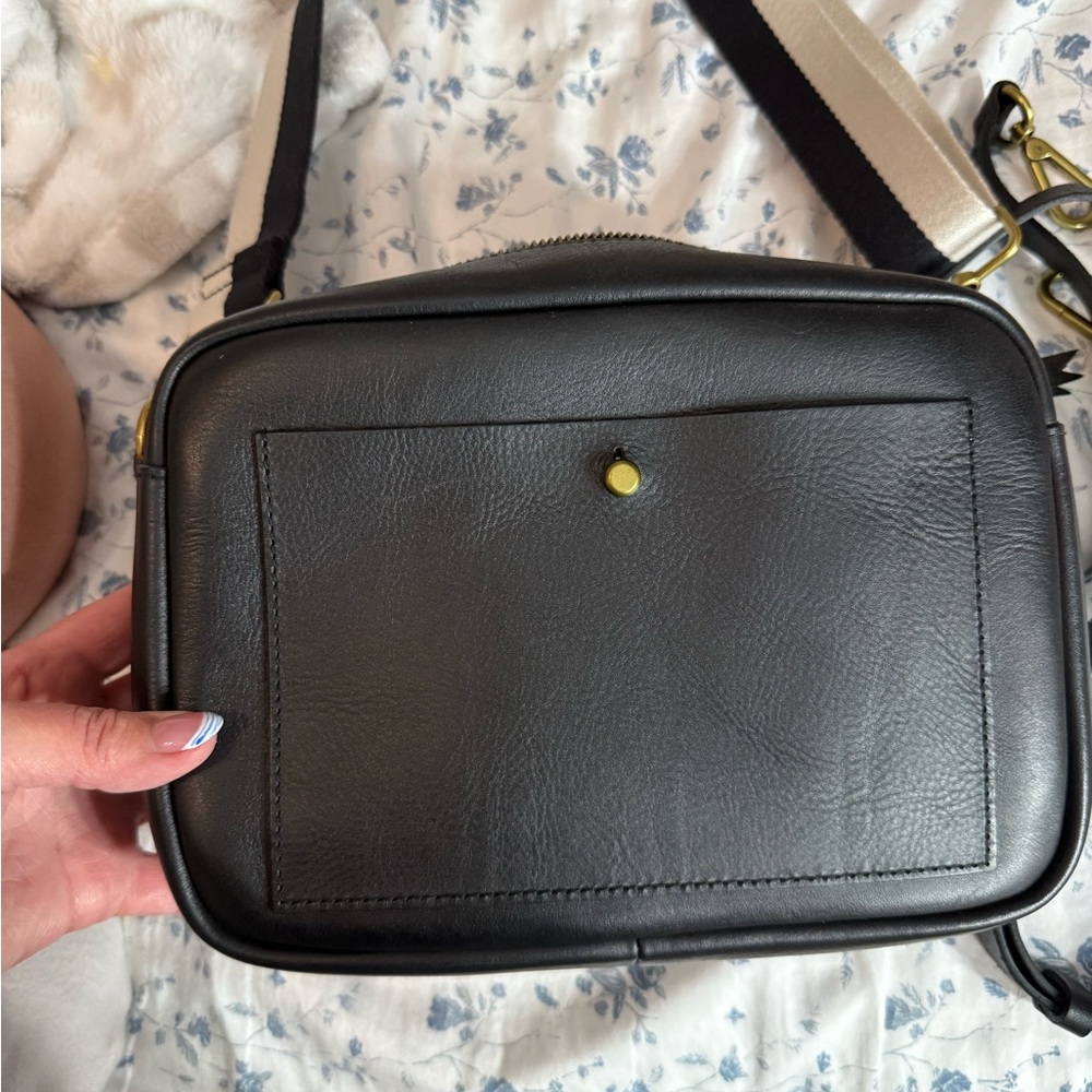 Madewell black Crossbody with cotton, two tone strap and black, leather strap